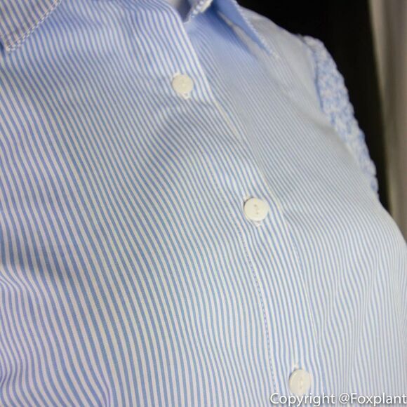 NEW Petersyn Zadie puff short sleeve button front cotton top, white, M - Picture 9 of 16